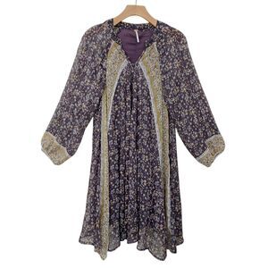 Free People Dress Womens XS Purple Melody Laughter Festival Swing Romantic Boho